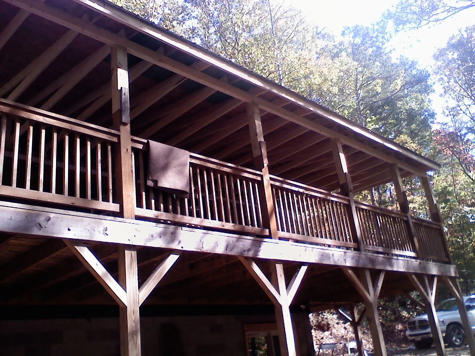 Timber framing under a new elevated porch and deck — Roof Leak Repair in Saint Benedict by Roofing Brothers